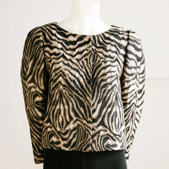 Boss Hugo Boss Textured Zebra Print Cropped  Blazer - Picture 1 of 12